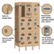 Salsbury Industries Wardrobe Locker, 36" W, 18" D, 78" H, (3) Wide, (9) Openings, Tan 73368TN-U - alternate 2